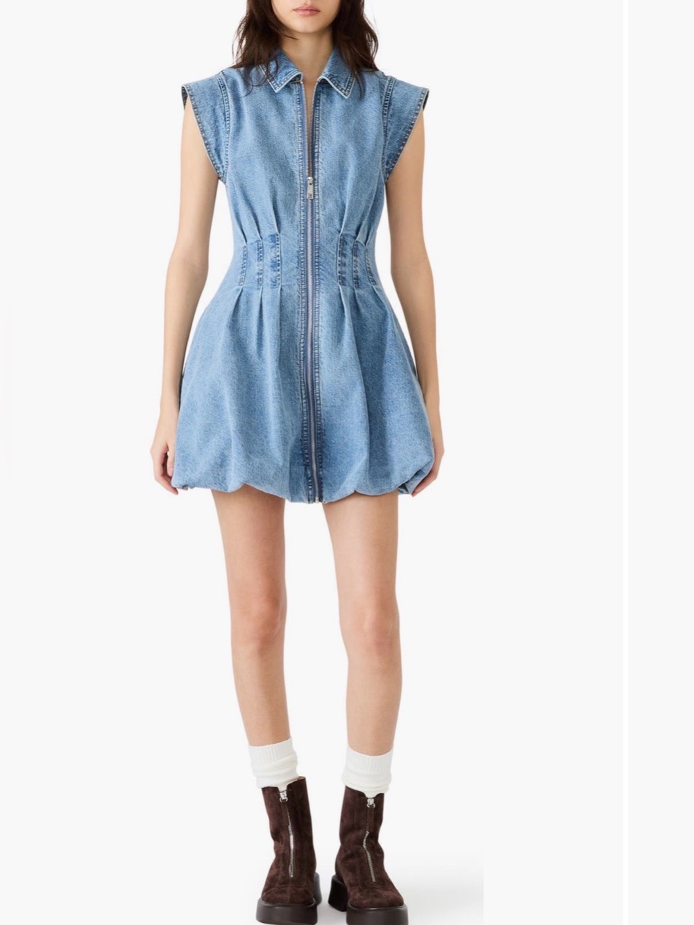 Women’s Steve Madden Dyanne Pleated Bubble Hem Denim Minidress - Size XL